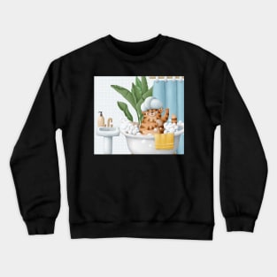 Funny cute tiger in bath Crewneck Sweatshirt